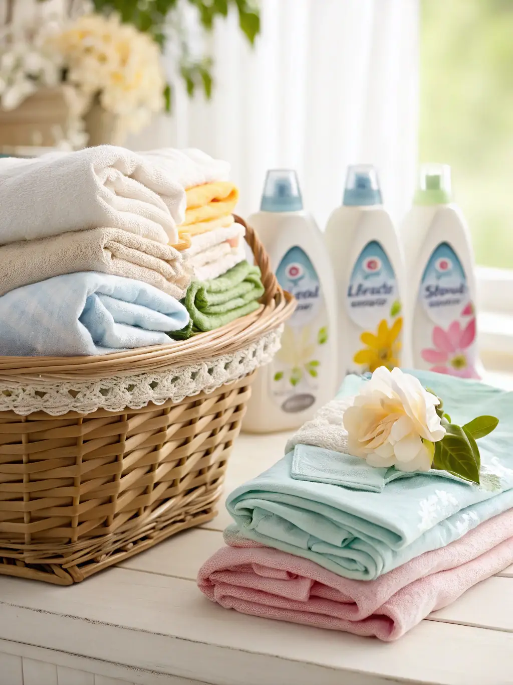 A person happily retrieving a neatly folded pile of clothes from a laundry basket, illustrating the convenience and time-saving benefits of Aggies Cleaning and Laundry.